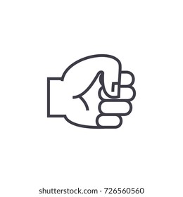 hand fist vector line icon, sign, illustration on background, editable strokes