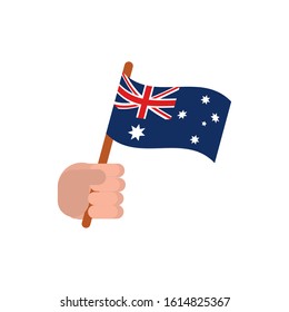 hand with flag australia icon on white background vector illustration