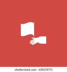 hand and flag icon. sign design. red background