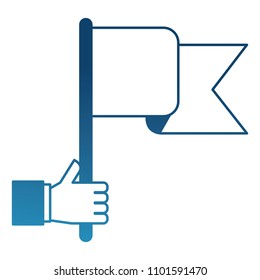 hand with flag in pole success icon