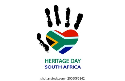 Hand with the flag of south africa for heritage day, vector art illustration.