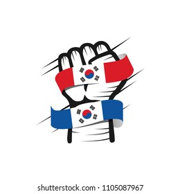 Hand and Flag South Korea Vector Template Design Illustration