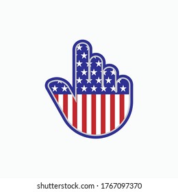 Hand with flag Voting Icon. Votings Banner. USA Election Element - Vector.