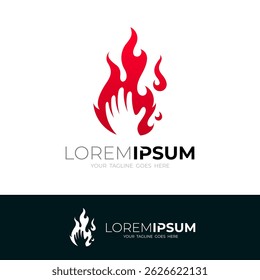 Hand and flame design illustration, dangerous logos