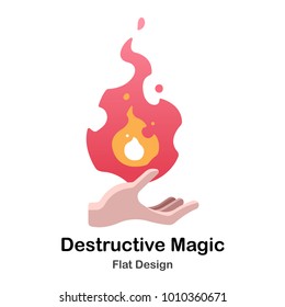 Hand With Flame Magic Flat Illustration