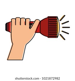 hand with flash light isolated icon