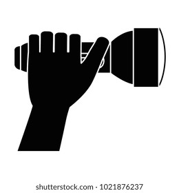 hand with flash light isolated icon