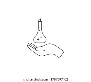 Mano, icono del matraz. Ilustración vectorial, diseño plano.