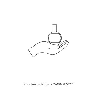 Mano, icono de frasco. Ilustración vectorial, diseño plano.