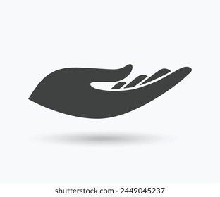 Hand flat icon. Giving hand icon. Cupped hand silhouette icon.