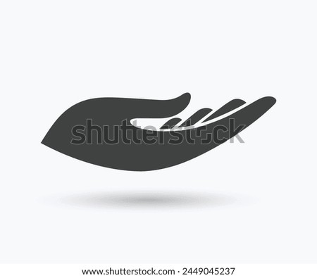 Hand flat icon. Giving hand icon. Cupped hand silhouette icon.