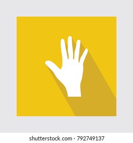 Hand flat icon with long shadow