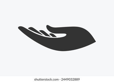 Handflachsymbol-Vektorgrafik. Vektorgrafik mit der Hand. Cuphand Silhouette Vektorgrafik Symbol.	