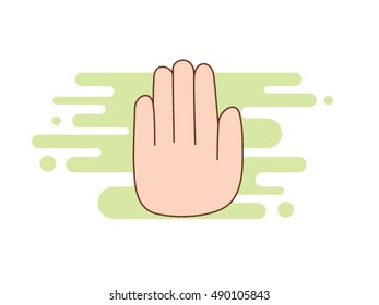 Hand flat illustration. Hi Five, one hand