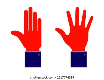 Hand flat set. Colorful hand emblem. Hand logo. Glove icon. Vector illustration