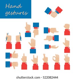 Hand flat vector design set.