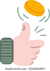 Hand Flipping Coin Illustration for Decision Making