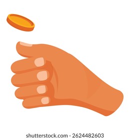 Hand is flipping a gold coin in the air to make an important decision