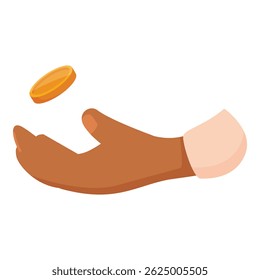 Hand is flipping a gold coin to make a difficult decision