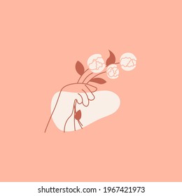 Hand with flower abstract logo design template