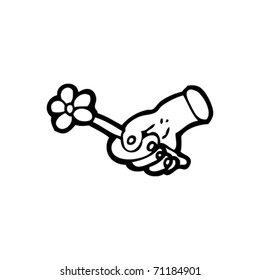 hand with flower cartoon