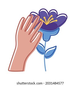 hand with flower garden icon