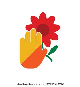 Hand Flower Logo Icon Design