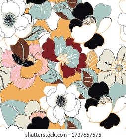 Hand flower pattern design. Seamless pattern design for textile.