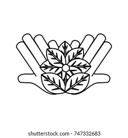 hand with flower vector illustration