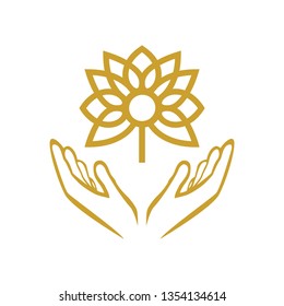 hand and flowers logo design