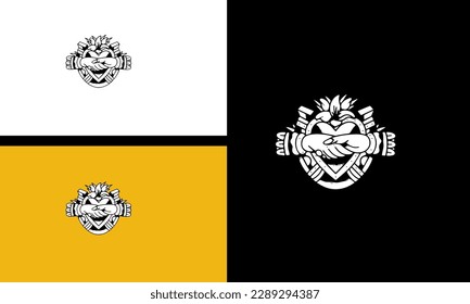 hand and flowers vector line art design