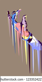 Hand flowing down pop art