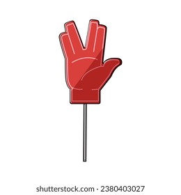 hand foam fan finger cartoon. sport win, team support, victory football hand foam fan finger sign. isolated symbol vector illustration