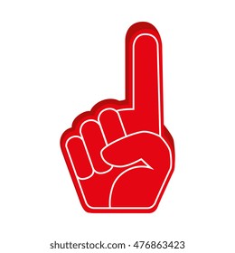 hand foam finger red isolated