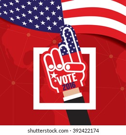 Hand Foam Vote 2016 Vector Illustration