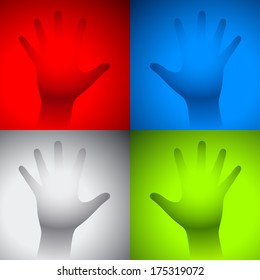 Hand in a fog behind color glass; Eps8