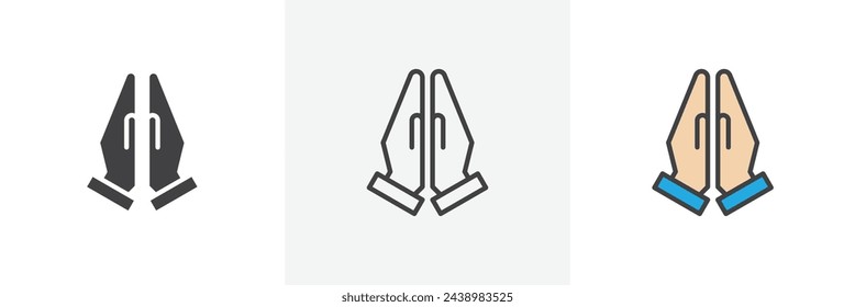 Hand Fold Respect Icon. Namaste Gesture Symbol. Thank You and Apology Sign