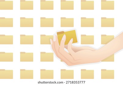 La mano con las carpetas.
