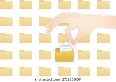 La mano con las carpetas.