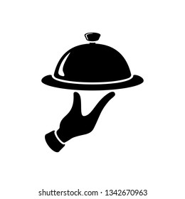 Hand with food tray icon related to restaurant