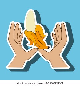 hand food vegan fruit vector illsutration graphic