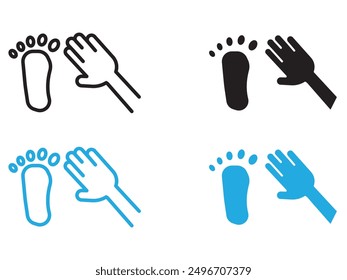 hand and foot icon black and white vector outline sign