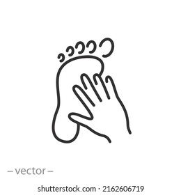 Hand And Foot Icon, Print Or Trace, Thin Line Web Symbol On White Background - Editable Stroke Vector Illustration