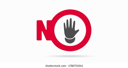 Hand forbidden sign, no entry, do not touch, dont push, off limits, vector icon
