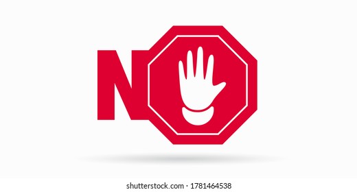 Handverbotenes Schild, kein Eintrag, nicht berühren, nicht schieben, aus Grenzen streichen, Vektorsymbol