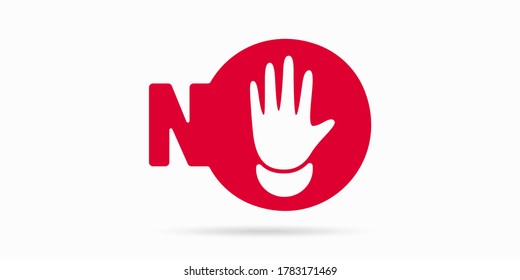 Hand forbidden sign, no entry, do not touch, dont push, off limits, vector icon