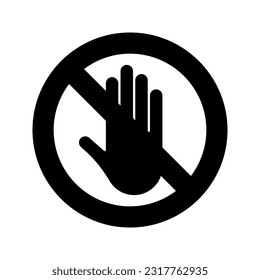 Hand forbidden sign, no entry icon color editable