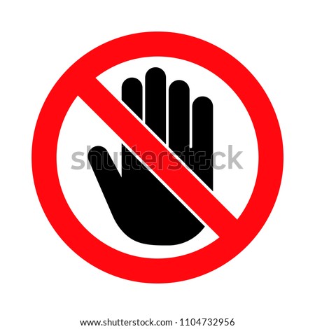 Hand forbidden sign, no entry, do not touch, dont push, off limits, vector icon