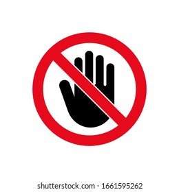 Hand forbidden stop icon. Vector warning symbol stop entry sign concept