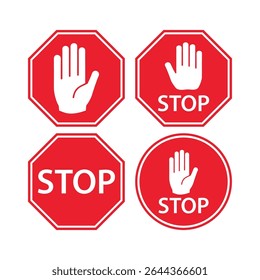 Mano prohibida señal de Vector Stop conjunto de iconos de mano